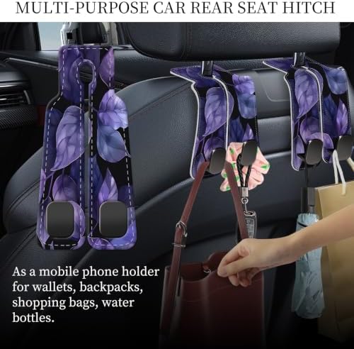 PU Leather Car Seat Hook, Storage Headrest Hanger, Cute Car Backseat Organizer - Image 3