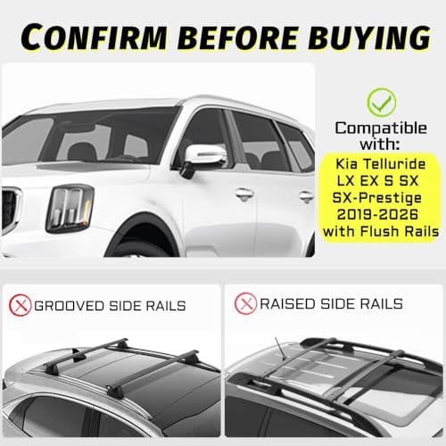 330LB Roof Rack Cross Bars for 2019-2026 KIA Telluride LX EX S SX Prestige - Image 2