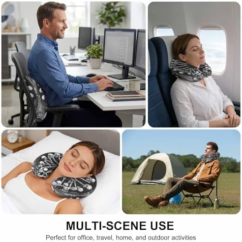 Neck Pillow for Travel, Horror Skull Halloween Black Memory Foam U Shaped - Image 6