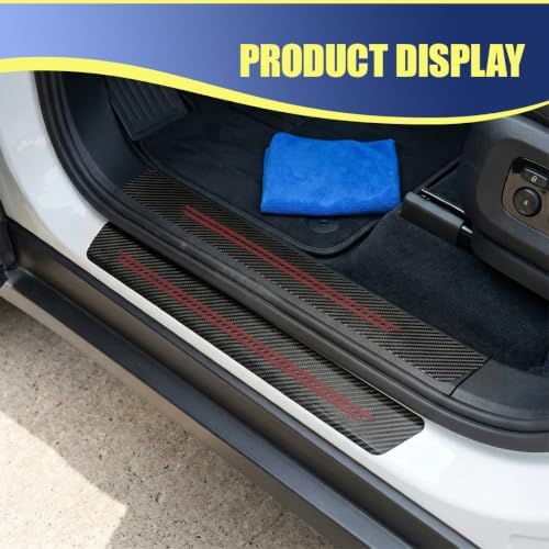 4PCS Carbon Fiber Car Door Entry Guard Sill Protector Cover - Image 6