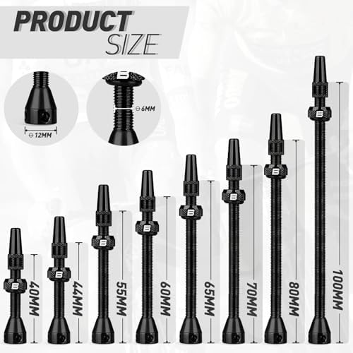 BWSHLF Tubeless Presta Valve Stem 40/44/55/60/65/80/100 mm, Super Light Alloy - Image 4