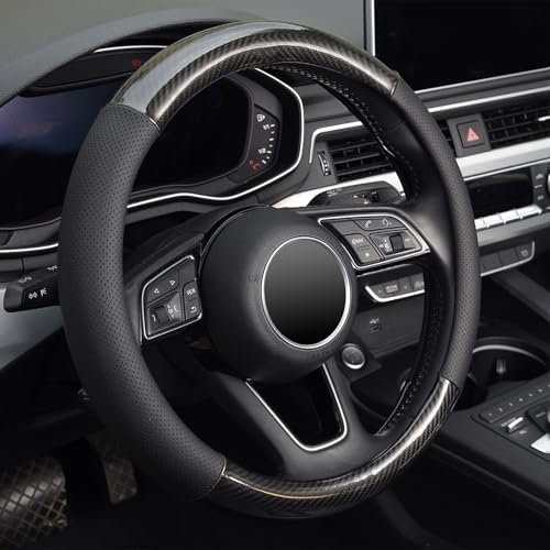 KAFEEK Classic Carbon Fiber Steering Wheel Cover, 15 inch - Image 5