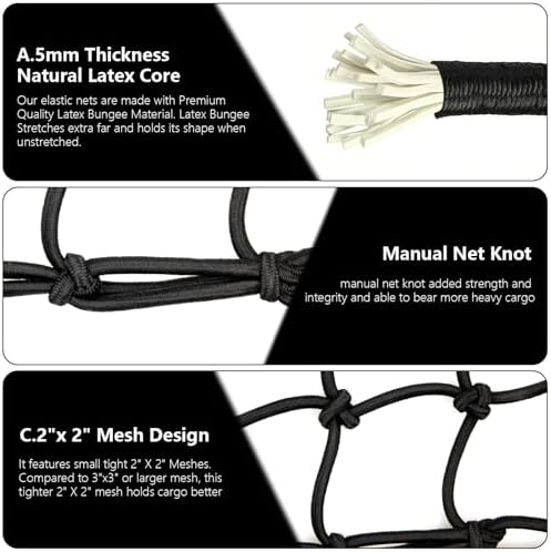 Small Cargo Net with 6 Thicken Hooks, Helmet Net with 2"x2" Small Mesh - Image 4