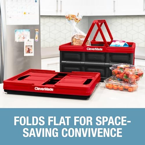 CleverMade Collapsible Shopping Basket, 32L Storage Crate, 1 Pack - Image 3
