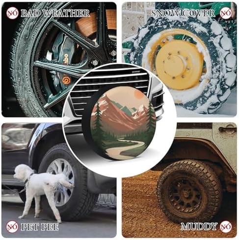 Camper Spare Tire Cover 16 Inch Mountain Adventure Waterproof Polyester Wheel - Image 7