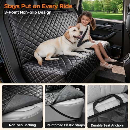 URPOWER Dog Car Seat Cover for Back Seat, Waterproof PU Leather - Image 5