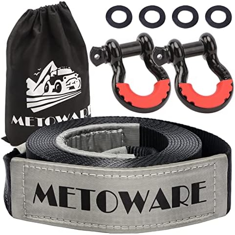 METOWARE Recovery Tow Strap Kit 3" x 20ft 35000 lbs Break Strength by METOWARE