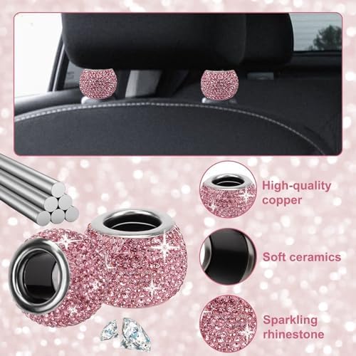 BFXM 4 Pcs Car Headrest Collars, Bling Head Rest Collars Rings Decoration - Image 4