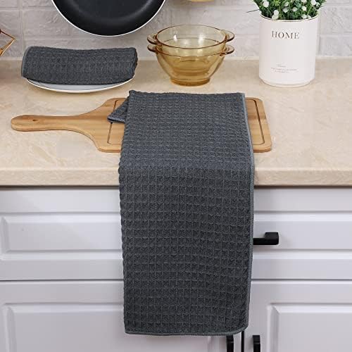 Homaxy Microfiber Waffle Weave Kitchen Towels, 4 Pack, Dark Grey - Image 6