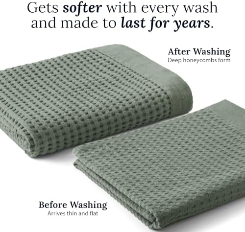 GILDEN TREE Waffle Hand Towels for Bathroom Quick Dry Large Luxury Lint Free - Image 5