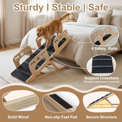 Dog Ramp for Couch Rails, 41.34" L Dog Ramp for Bed, 17.7" Whidth Foldable Pet - Image 4