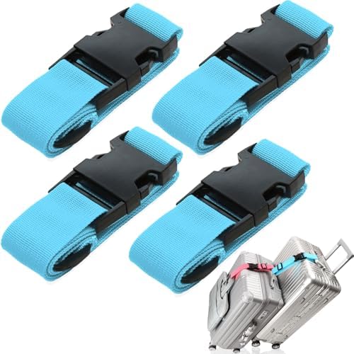 4 Pack Luggage Straps for Carry On Bag Multiple Suitcases, Light Blue by Ajmyonsp
