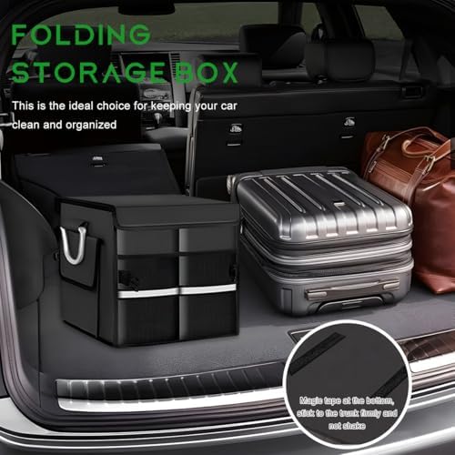 Trunk Organizer with Lid, 28L Collapsible 2-Compartment Car Storage Box with - Image 4