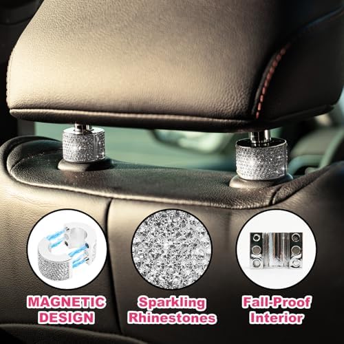 Rislobx 4PCS Magnetic Car Headrest Collars, Rhinestone Car Head Rest Collars - Image 4
