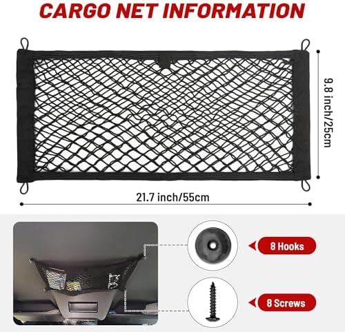 RED WOLF Universal Cargo Net Pocket Elastic Netting Car Mesh Pouch - Image 6