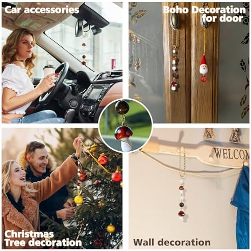 Car Rear View Mirror Accessories Witchy Car Hanging Ornament, Mushroom Rearview - Image 7