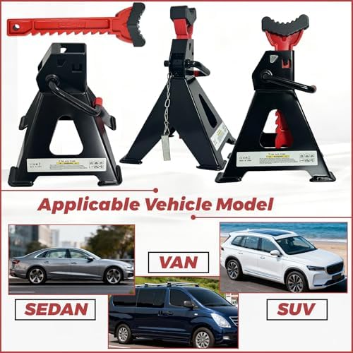 HENBOW Jack Stands, 3 Ton Capacity Black, 1 Pair - Image 6