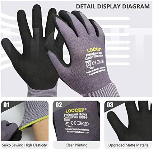 LOCCEF MicroFoam Nitrile Coated Safety Work Gloves - Image 2
