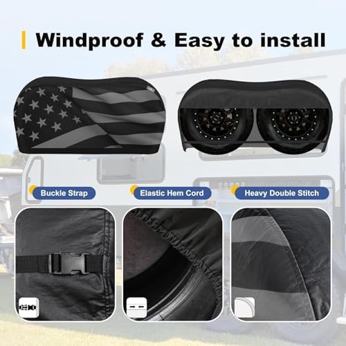 Explore Land Dual Axle Tire Cover Fit Tire Diameter 29-31.75, American Flag - Image 3