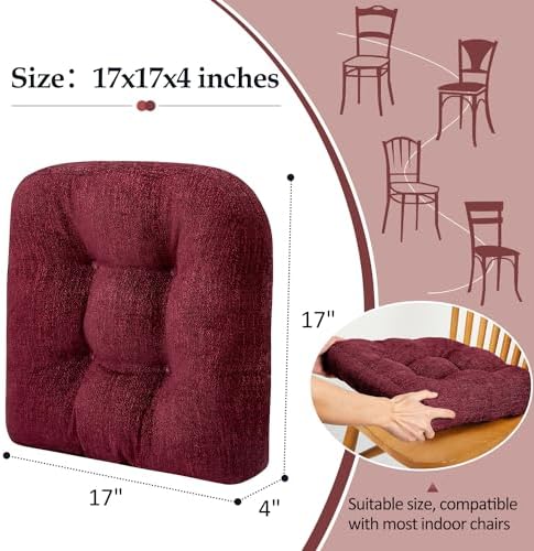 downluxe Chair Cushions for Dining Chairs 2 Pack, Tufted Indoor Chair Pads - Image 4