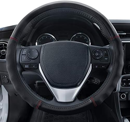 Motor Trend Faux Leather Steering Wheel Cover, Standard 15 inch Size, Comfort - Image 3