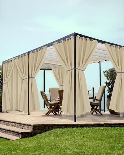 Grommet Outdoor Curtains for Patio Waterproof 8 Pcs 54x108 In Cream by HolidayIdeas