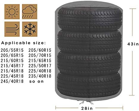 J&C Tire Cover 420D Tire Storage Bag Waterproof Spare Tire Bag Tote Protective - Image 6