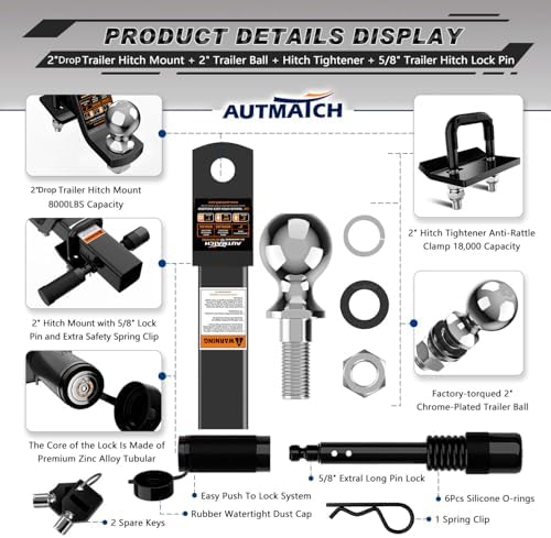 AUTMATCH Trailer Hitch Ball Mount - Image 2