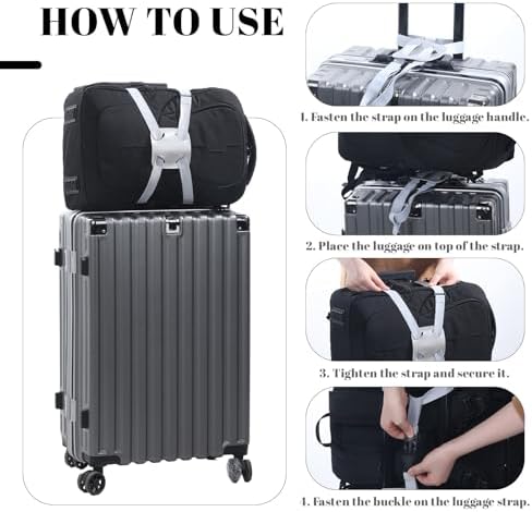 2 Pack Luggage Straps, Adjustable Elastic Bag Bungee Belt 2 Colors Travel - Image 5