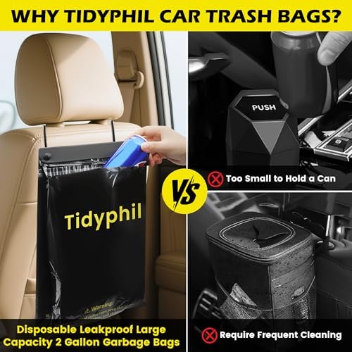 50 PCS Disposable Hanging Car Garbage Bags, Car Trash Can Substitute. Black - Image 2