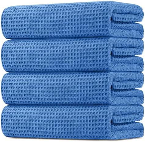 HOMEXCEL Waffle Bath Towels Set of 4 Pack, Waffle Towels by HOMEXCEL