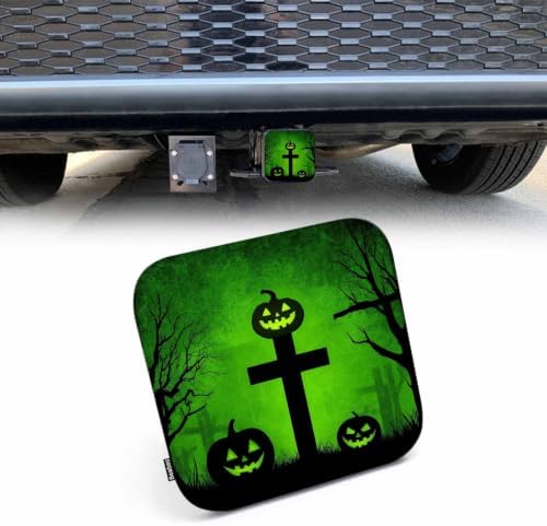 Halloween Tow Trailer Hitch Cover Plug Insert, Grunge Halloween Pumpkin Cross by Beabes