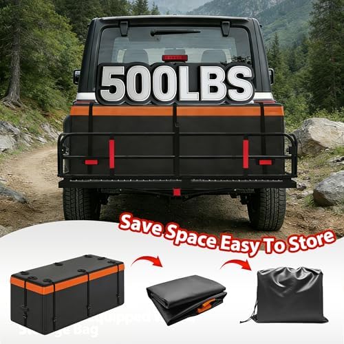 500 LBS Folding Hitch Cargo Carrier Basket 60" X 24" X 14.4"+ Waterproof Bag - Image 4
