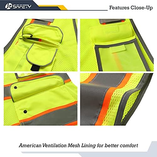 JKSafety Safety Vest for Men Women Reflective Hi Vis JK100 Yellow 4XL - Image 2