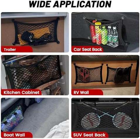 RED WOLF 2 Pcs Universal Cargo Net Pocket Elastic Mesh Netting Car Mesh Pouch - Image 6