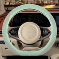 Nappa Leather Green D Shaped Steering Wheel Cover 14 inch by Binsheo