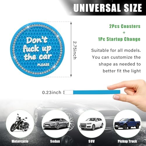 Ziciner 2 Pack Bling Car Cup Holder Coaster, 2.75 Inch Anti-Slip Auto Insert - Image 2