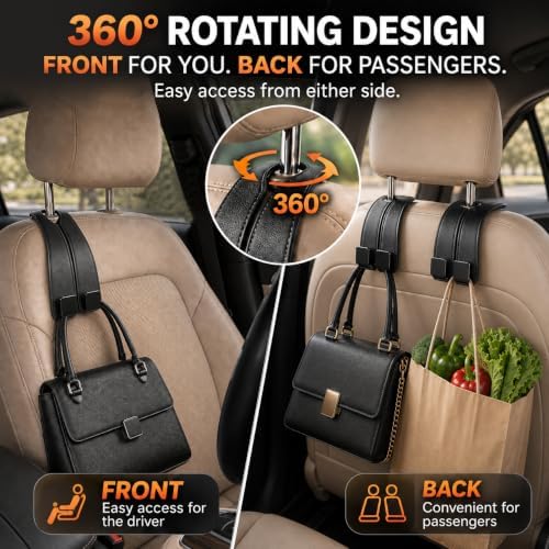 vidonio 2 Pack Leather Headrest Hooks - Image 5