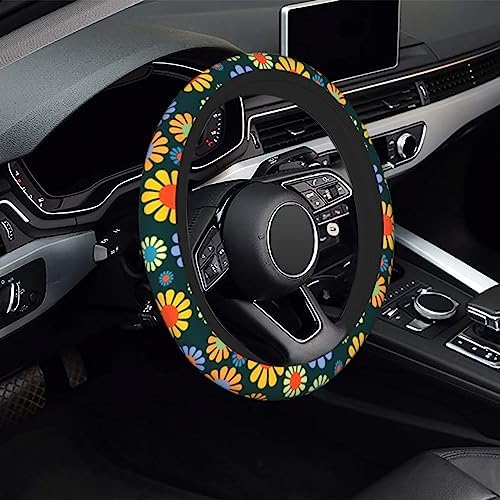 Hippie Flower Steering Wheel Cover, Anti-Slip 15 Inches Car Steering Wheel Cover - Image 2