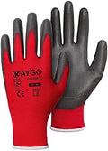 KAYGO Safety Work Gloves for Men Women, PU Coated Palm & Fingers by KAYGO