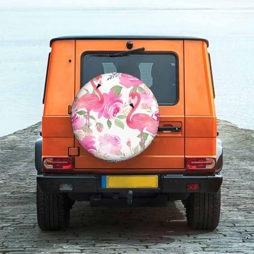 Floral Flamingo Leaves Spare Tire Cover - Image 2