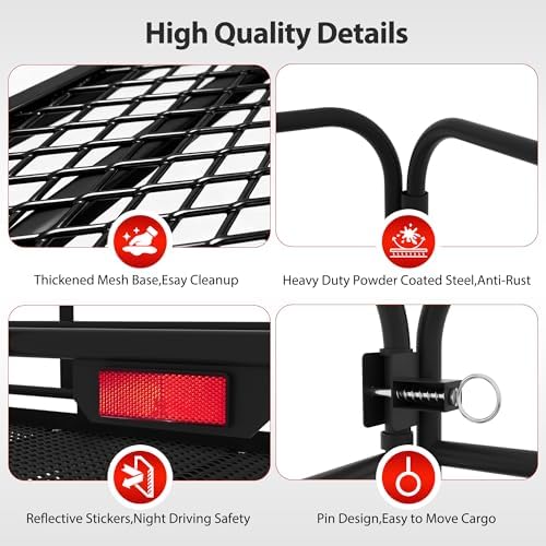 500 LBS Folding Hitch Cargo Carrier Basket 60" X 24" X 14.4"+ Waterproof Bag - Image 6