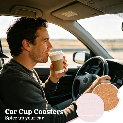 Pink Coquette Car Coasters for Cup Holders, Absorbent Car Coaster for Women - Image 6