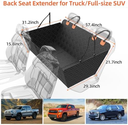 Back Seat Extender for Trucks, Hard Bottom Car Seat Cover for Dogs - Image 2