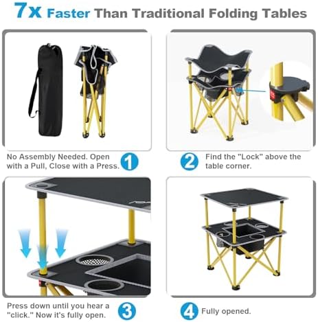 Folding Camping Table with 4 Cup Holders, Lightweight Portable Beach Outdoor - Image 6