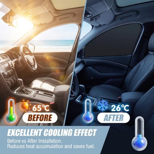 4 PCS Car Side Window Sun Shade, 24.40" x 18.89" x 12.99" 31.49" x 18.89" Front - Image 3