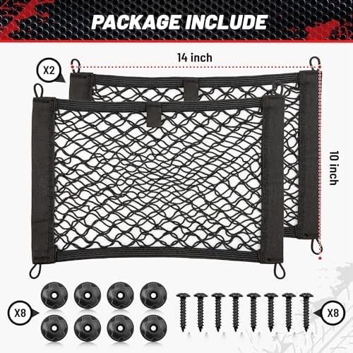 RED WOLF 2 Layer Small Mesh Cargo Net Elastic Storage Netting 2 Pcs Stretchable - Image 4