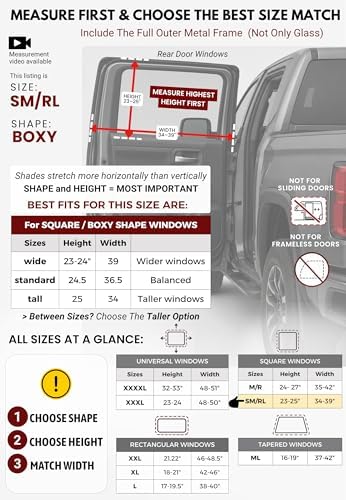SM/RL Car Window Shades for Baby & Camping; 2-Pack/8 Sizes. Stretch-to-Fit Up - Image 5