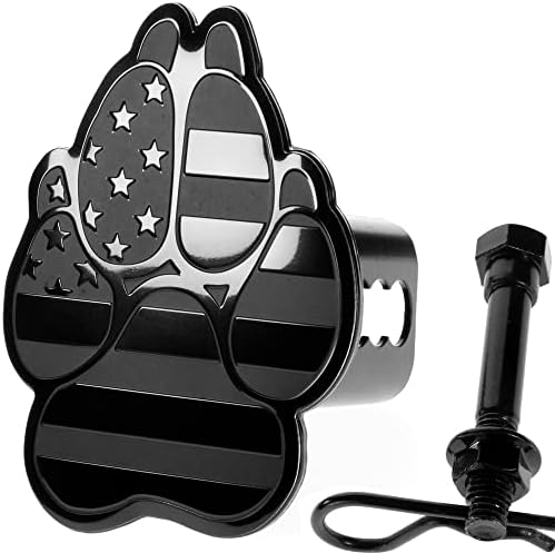 American Black Flag K9 Dog Paw Print Metal Trailer Hitch Cover by AutoAccessores