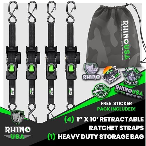 Rhino USA Retractable Ratchet Straps - 1in x 10ft - Image 6